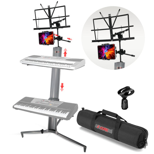 5Core Keyboard Stand Z Style Sturdy Adjustable Electric Piano Riser Holder + Wheels-0